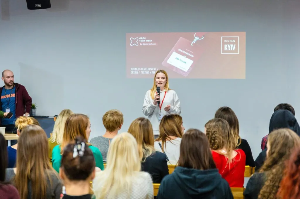 Open Tech Week speaker presenting to an audience